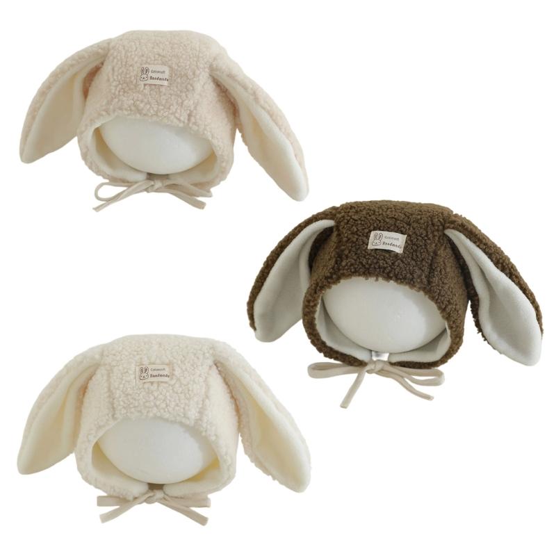 Cute Rabbits Ear Infant Hat With Thick Plush Hat Perfect For Cold Weather Headwear For Boys And Girls