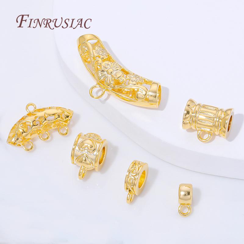 18K Gold Plated Pendant Bail Connectors For Jewelry,Brass Bail Beads Spacer,DIY Necklace Making Accessories,Tube Bail Beads