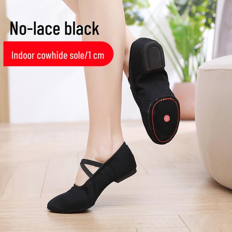 Women's Lace-Free Ballet Heeled Dance Shoes with Soft Sole for Yoga and Classical Dance