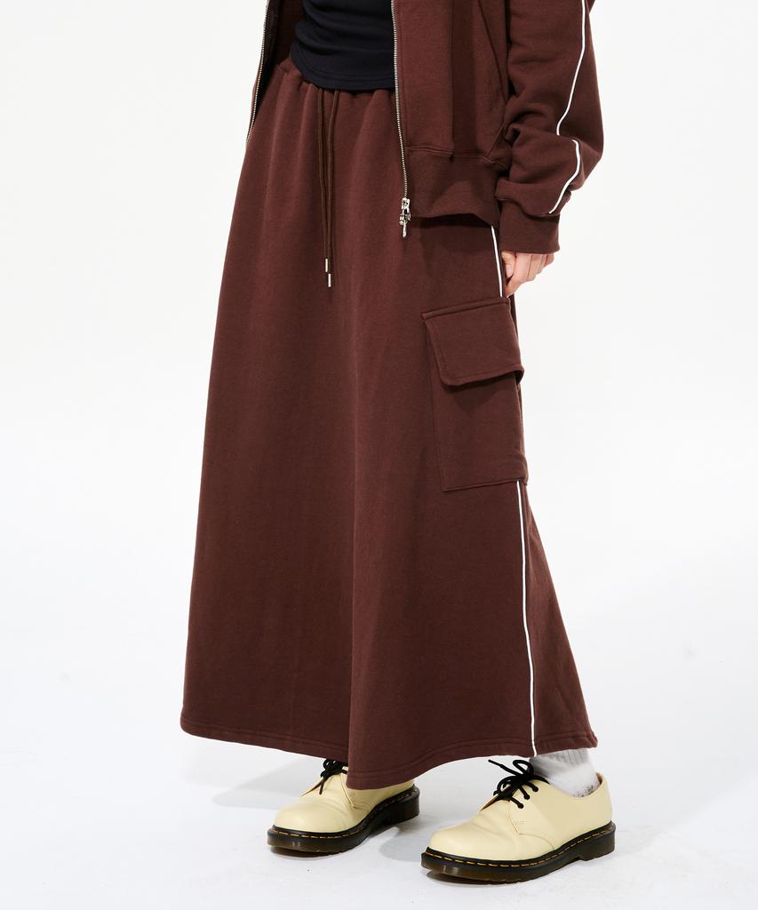 PEACE MAKER Ewp Line Cargo Sweat Skirt (Brown)