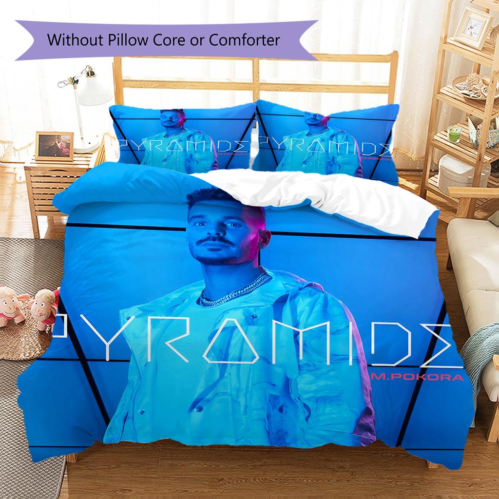 M Pokora Pattern Bedding,Quilt Set Quilt Cover Pillowcase Home Birthday Gift (1 * duvet cover + 2 * pillowcase, without core)