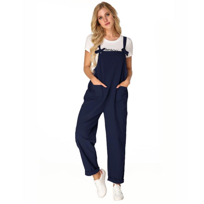 

Женские мешковатые комбинезоны без рукавов в стиле ретро, ​​длинные комбинезоны, брюки-комбинезон