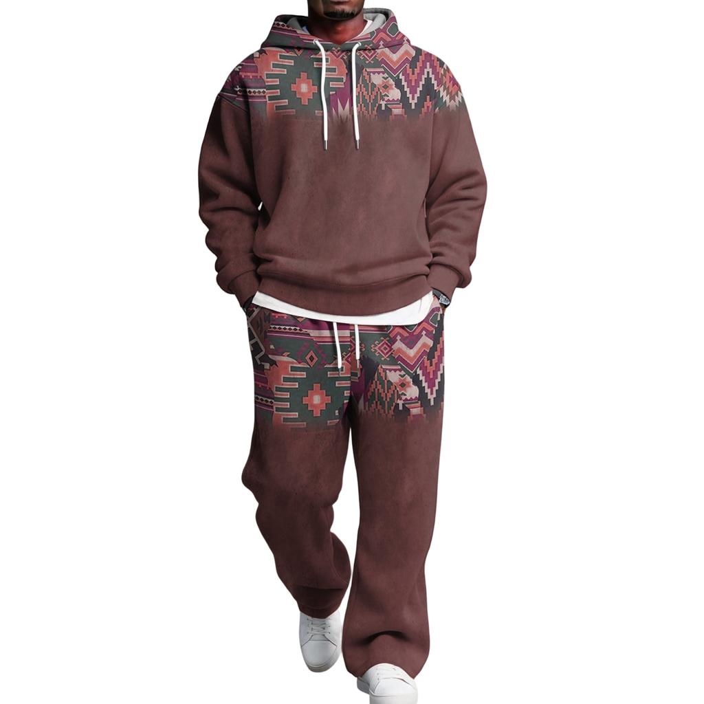 Completo con Felpa e Pantaloni da Tuta da Uomo con Vita Elastica, Outfit Casual Due Pezzi