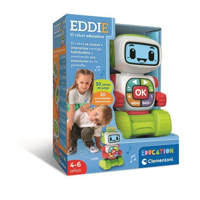 Educational Robot - Clementoni - Eddie - 30 double-sided cards - 20 educational activities - LCD screen - 4 to 6 years
