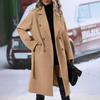 Women's Mid Length Wool Coat Double Breasted Trench Coat Long