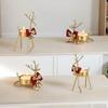 Christmas Reindeer Tealight Candle Holder Gold Iron Decoration for Table Window Versatile Christmas Holiday Decor