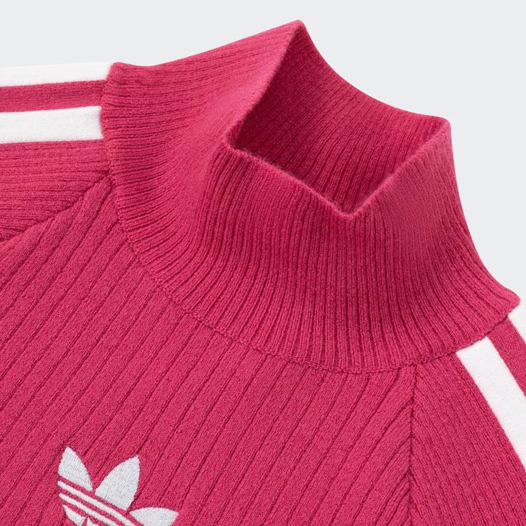 Adidas Originals Premium Knit Turtleneck Sweater With Three-Stripe Design Women Tops Magenta JI7060