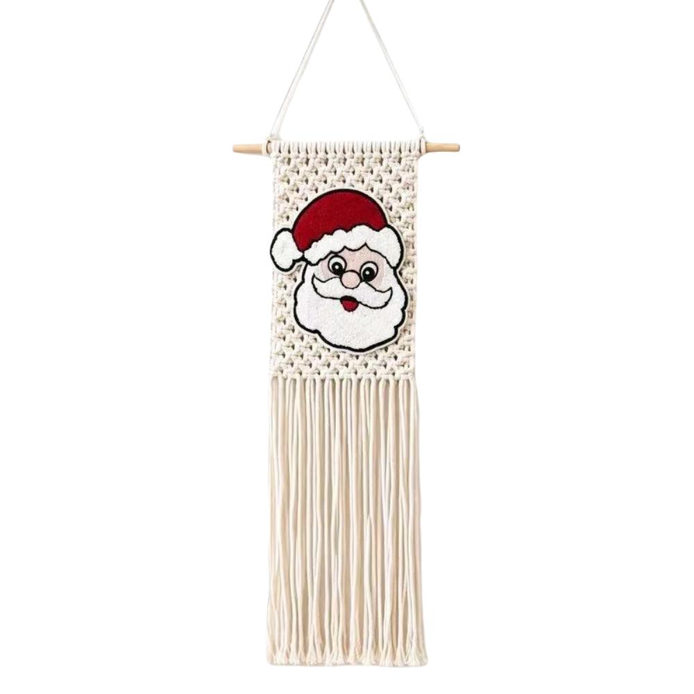 Santa Claus Christmas Tree Tapestry Bohemian Style Cotton Rope Tapestry Living Room