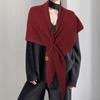 Fashion Solid Color Knitted Shawl Soft Neck Wrap Sweater Shawl Cape Thickened Winter Warm Wool Blended Shawl
