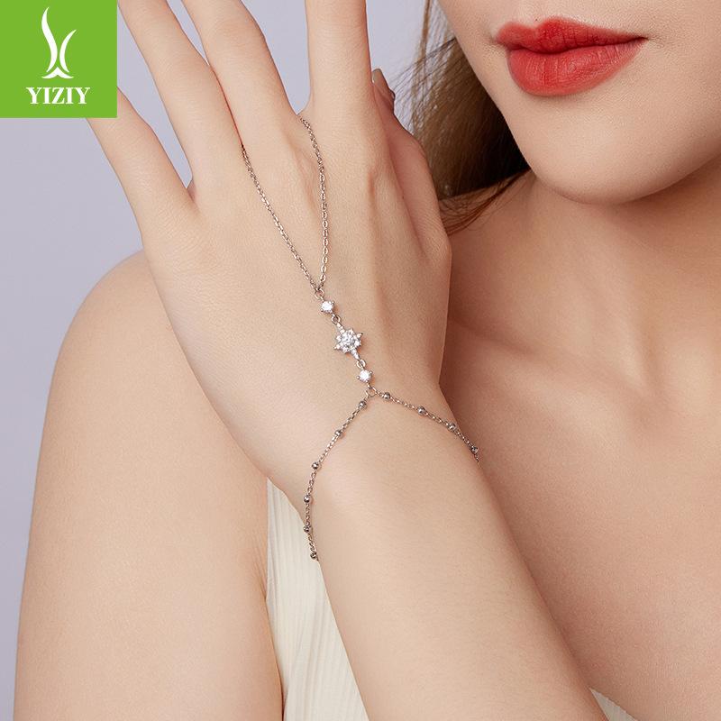S925 Sterling Silver Mango Ring Bracelet Integrated Chain Simple Personalized Star Jewelry Cross-Border