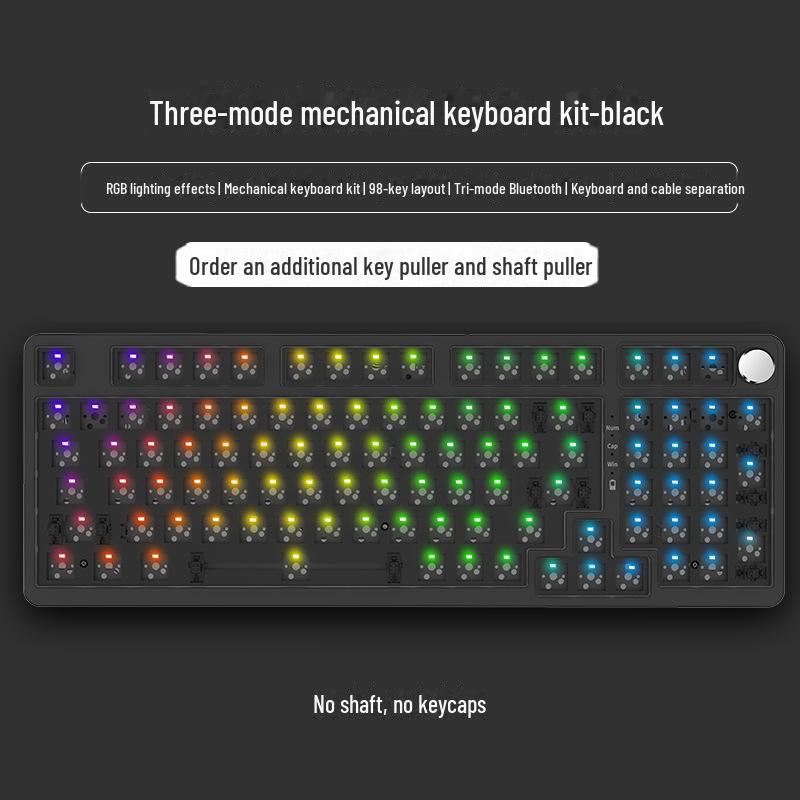Kit de clavier mécanique sans fil Bluetooth à monter soi-même, RVB, trois modes, 84 à 108 touches