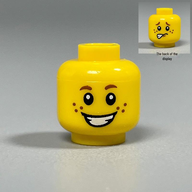 Building Block Minifigure Heads Set – Facial Expressions in Yellow