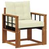 Outdoor Sofa Set Solid Acacia Wood Natural and Cream