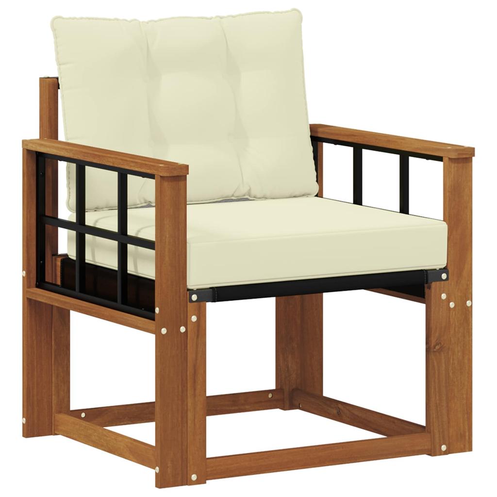 Outdoor Sofa Set Solid Acacia Wood Natural and Cream