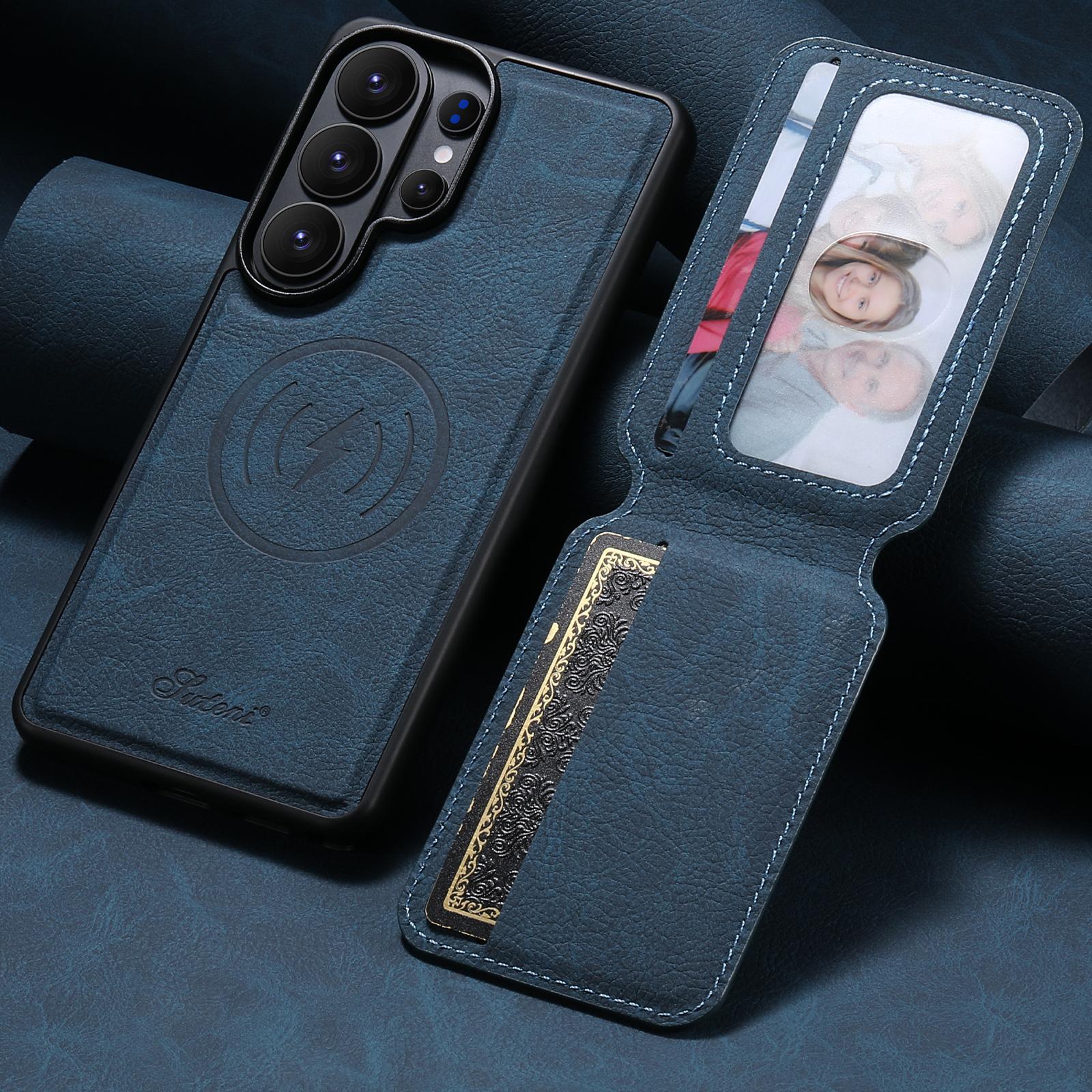

Leather Phone Case for Samsung Galaxy S26 Ultra S25 S24 Plus S23 S22 Note20U Magnet Wireless Charging Card Slot Wallet Cover Galaxy Note20 синий