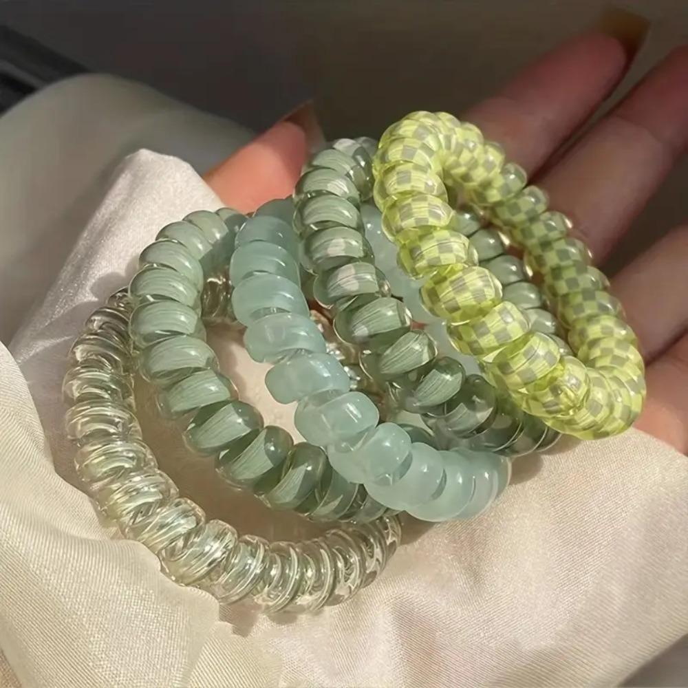 

Набор из 5 резинок для волос Bohemian Black Spiral Hair Ties - прочные, эластичные резинки для волос с эффектом «конский хвост» для женщин и девочек 5PCS зелёный