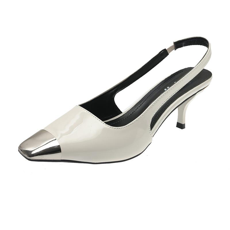 

Модные туфли на шпильках с высоким каблуком, женские летние новые корейские босоножки Baotou Back Empty Sandals, весенние туфли с пряжкой в тон 39