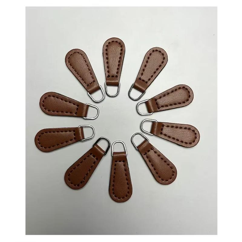 Lot de 10 jolies tirettes de fermeture éclair en PU de haute qualité, couleur unie, pour vêtements, crayons, sacs à main, accessoires