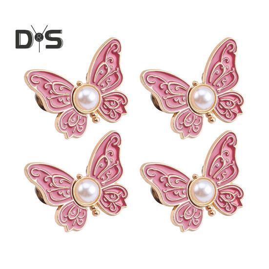 2 Paar Hosenbundspanner, verstellbare Schmetterlingsknopfstifte, Hosenclips, abnehmbare dekorative Taillenschnallen für weite Jeans, Hosen, Röcke