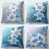 Blue And White Gradient Flowers Single-Sided Digital Printing Pillow Cover Short Plush Suitable Living Rooms Bedrooms Sofas