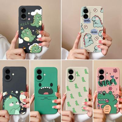 Pre Apple iPhone 16 Plus 16pro 16promax Puzdro Škrupina Krásny Kreslený Vzor Dinosaurus Ultratenký Ochranný Kryt z Tekutého Silikónu Pre iPhone Nárazník Capa