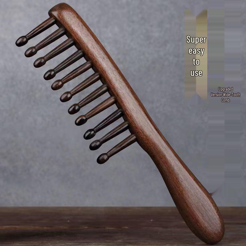 

Массажная расческа с широкими зубьями из сандалового дерева для ухода за волосами и меридианами