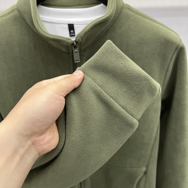 Męska Ciepła Kurtka Kardigan Tommy z Futerka z Kołnierzem Stojącym na Zamek