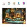 An Elegant Moroccan Lantern Scene Background - Polyester Fiber, Multi-functional, with Complex Blue, Gold and White Patterns