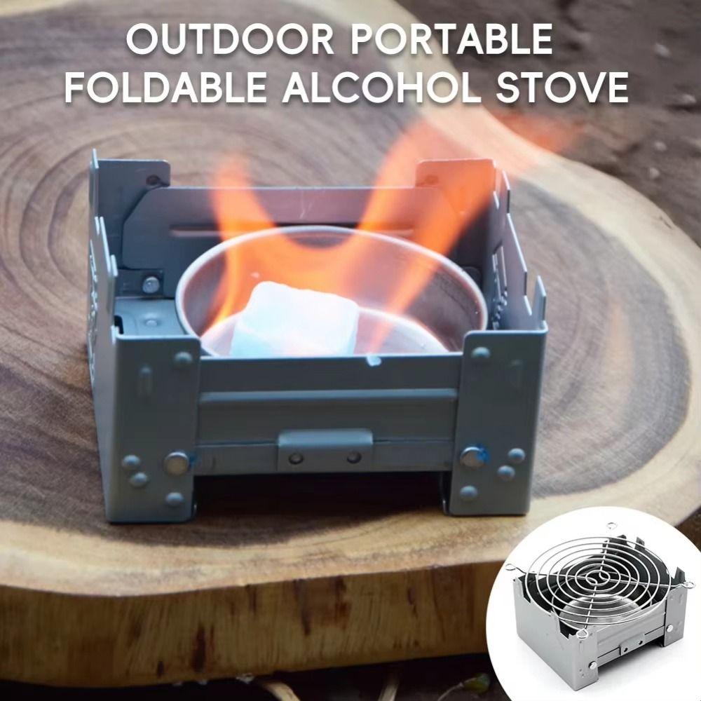 Foldable Solid Fuel Stove Set Ultralight Mini Folding Stove Camping Stove  Hiking Cooking Equipment