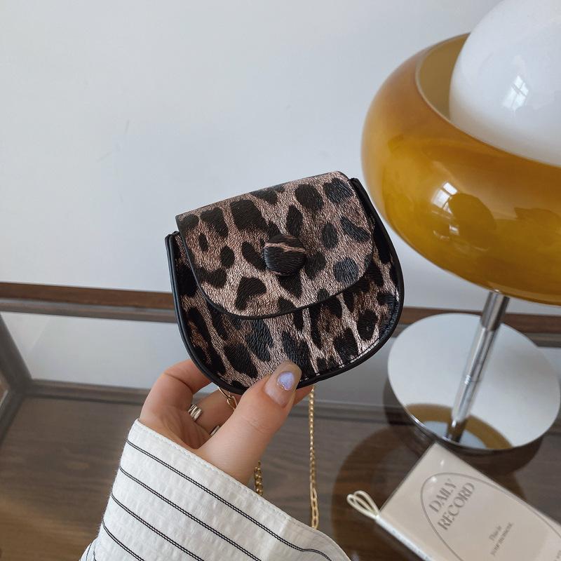 Koreanischer Stil Leopardendruck Satteltasche Modische Kette Schulter Crossbody Tasche