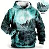 Felpa con cappuccio vintage da uomo stampa 3d lupo top moda animale grafica lupo maniche lunghe felpa con cappuccio top da uomo oversize streetwear magliette