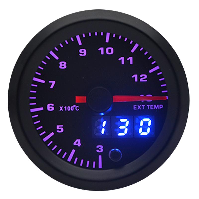 2" 52mm 7 Colors LED Car Exhaust Gas Temperature Gauge 300-1300 Celsius EGT Meter Analog/Digital Dual Display Gauge