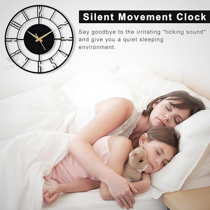 Modern Metal Wall Clock for Living Room | Antique Silent Wall Watch for Bedroom, Drawing Room, Office, Kitchen, House and Hall