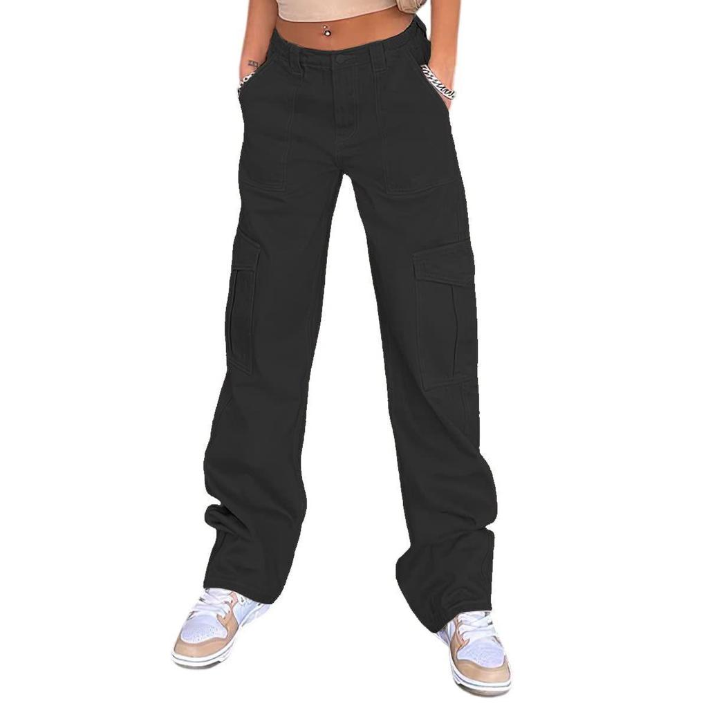 Europäische & Amerikanische Schlanke High Waist Damen Cargo-Hose mit Mehreren Taschen