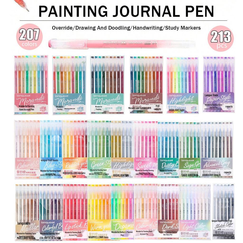Blue Fruit Large Capacity Journal Pen Set - 234 Colors for Art, Doodling, Fluorescent, Neutral, Acrylic Markers