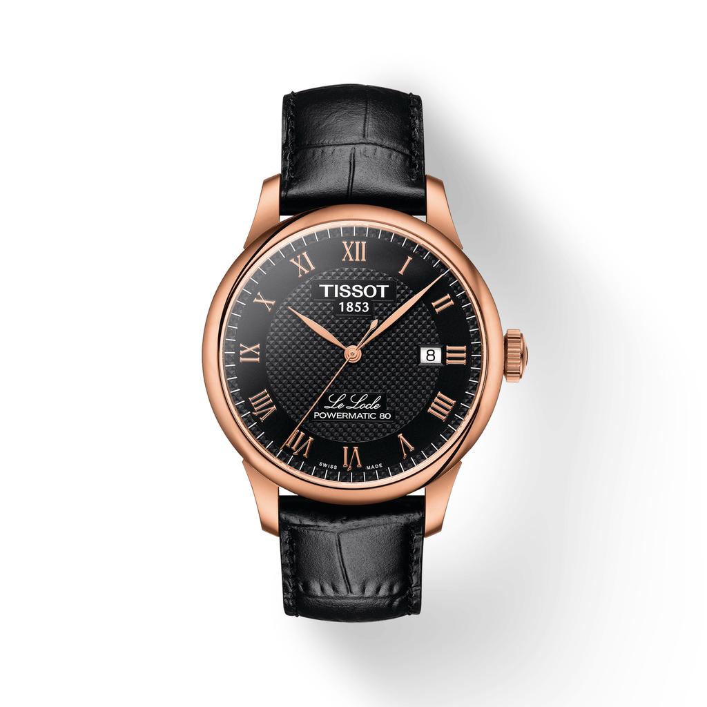 Tissot Lederarmband Schwarzes Zifferblatt Herren Modeuhr T006.407.36.053.00