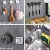 40PCS Kitchen Sponges Holder Stainless Steel Sink Sponges Drain Drying Rack Self Adhesive Storage Holder Wall Hooks Kitchen Organizer