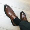 Fashion New Black Men Derby Shoes Brown Round Toe Lace-up Party Men's Formal Shoes Pu Leather  Size 38-46 Men Dress Shoes