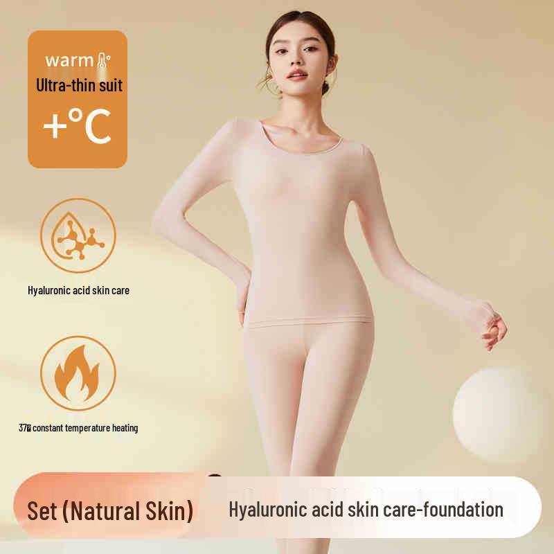 Women's Ultra-thin Heating Hyaluronic Acid Base Layer Set - 37°C Constant Temperature Autumn Wear