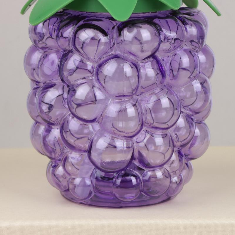 Bottiglia d'Acqua in Plastica a Forma di Uva con Cannuccia Carina Portatile Design Frutta Tazza Estate Spiaggia Festa in Piscina Bicchieri da Bere con Cannuccia