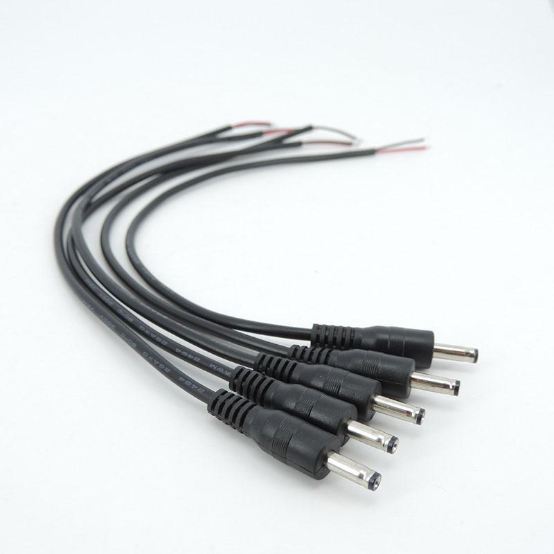 15pcs 0.3m MALE 3.5mm x 1.35mm RIGHT ANGLE STRAIGHT 26awg 90° DC Plug power supply connector cable Cord Tinned Ends DIY REPAIR