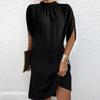Women's Fashion Round Neck Loose Bat-sleeved O-Neck Dress