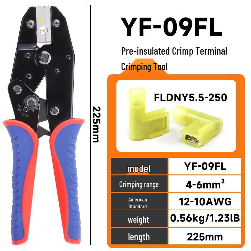 4.8/6.3 Flag-Type Insulated Spade & Bare Wire Crimping Pliers YF-056FL
