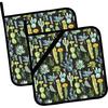Vintage Floral Pot Holders Set of 2,Kitchen Heat Resistant Potholder for BBQ Cooking Baking,Food Hot Pad for Women Men