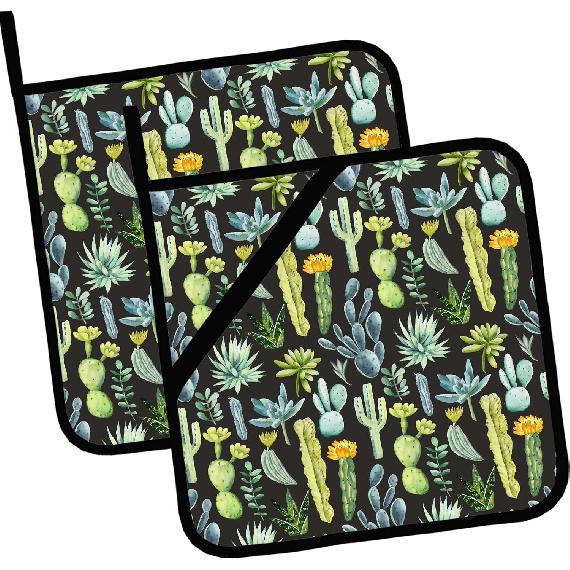 Vintage Floral Pot Holders Set of 2,Kitchen Heat Resistant Potholder for BBQ Cooking Baking,Food Hot Pad for Women Men
