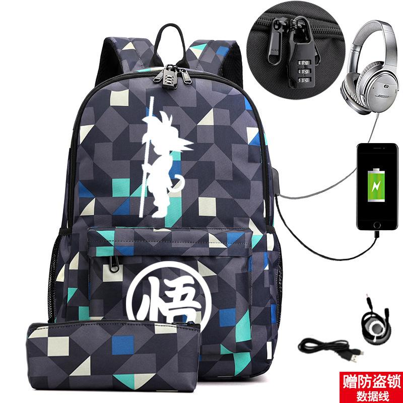 Animation Peripheral Cool Trend Schoolbag Multi-Function Usb Large Capacity Backpack Student Pencil Case Set
