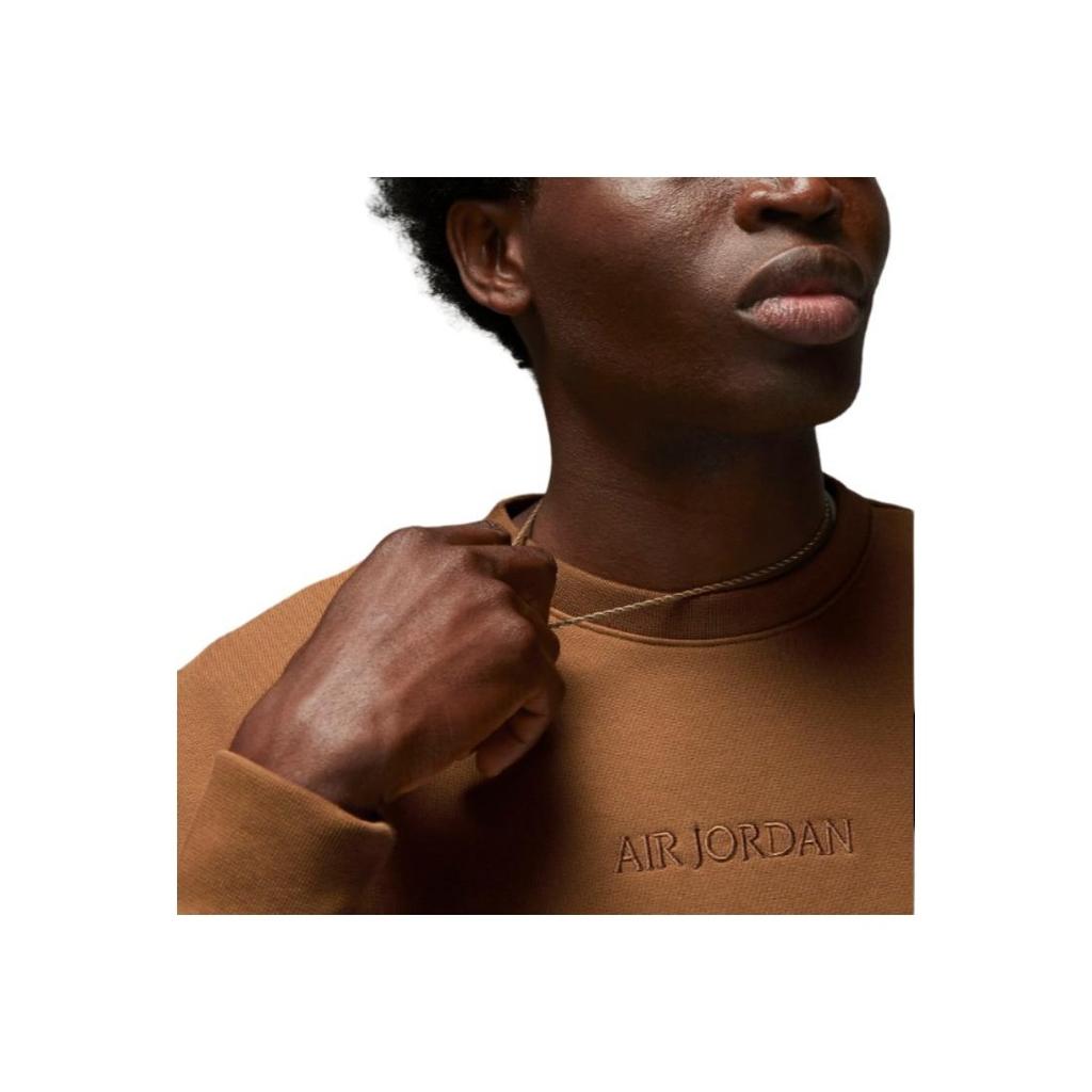 Jordan Air Wordmark Logo Crew Neck Sweatshirt Men Sweatshirt Brown FJ7788-281