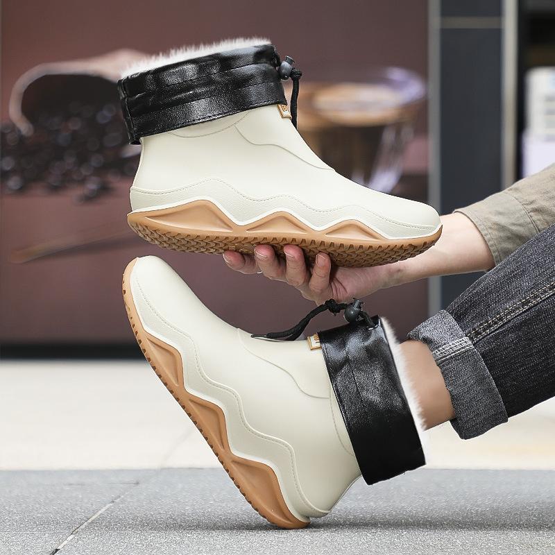 Fashion Color Matching New Men's Shoes Couple Short Rain Shoes Size 36-44 Waterproof Glue Shoes On Rainy Days