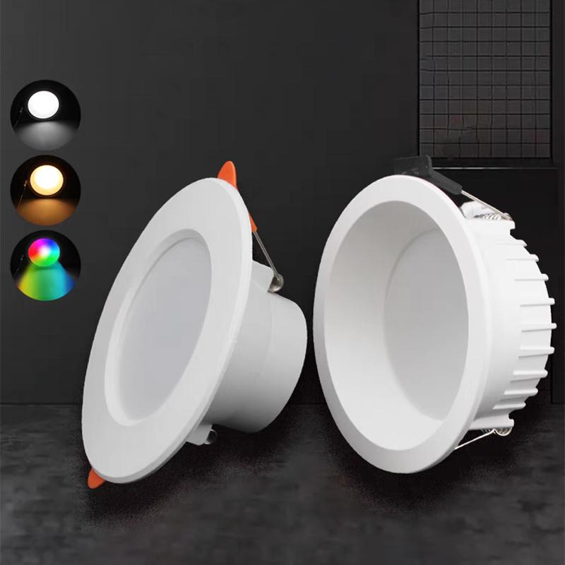 RGB LED Stropní svítidlo AC 10W/15W Stropní svítidlo AC 110V 220V Stmívatelné Stropní svítidlo Zapuštěná LED Bodová lampa S IR Dálkovým ovládáním Lampa