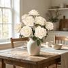 9 Head Artificial Rose Flower Green Leaves Faux Rose Flower Branch  Home Living Room Decor
